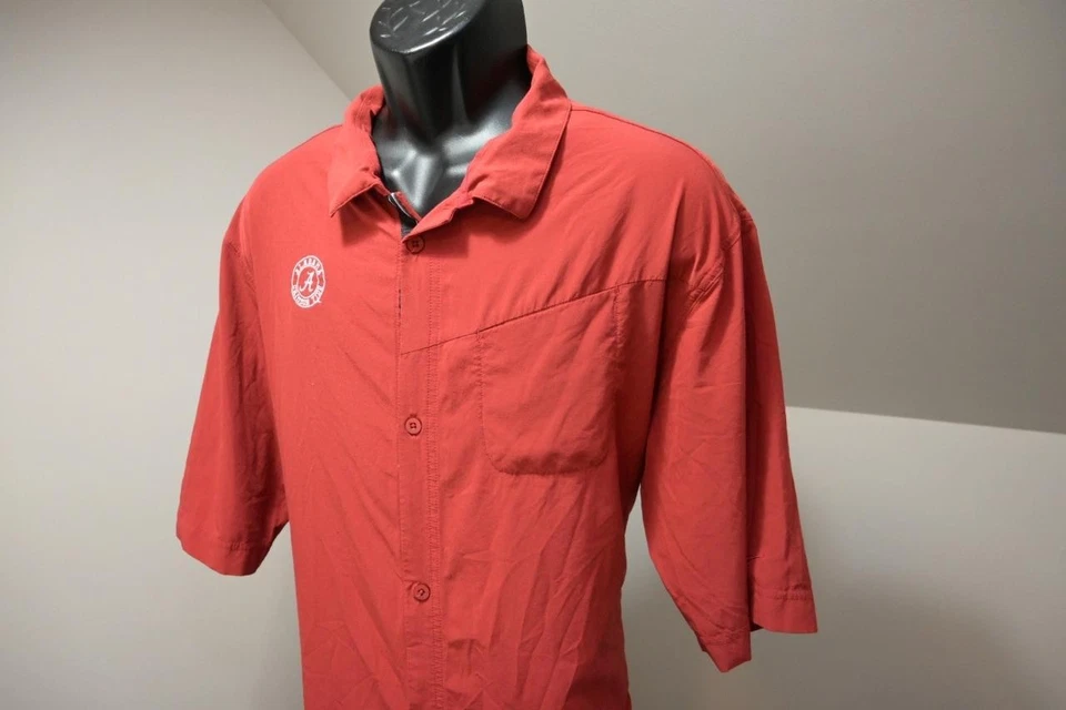 Nike Dri Fit Button Up Shirt Alabama Crimson Tide Red Short Sleeve Mens Size XL - Image 2 of 4