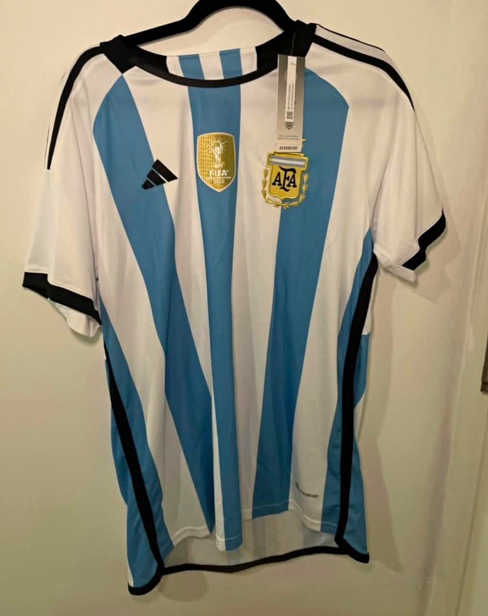 adidas Argentina Soccer Jersey White/Blue/Black Campeones del Mundo