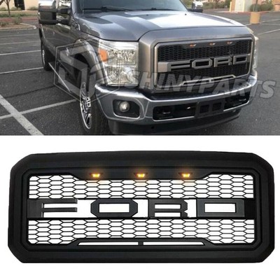 Grill For F250 F350 2011-2016 Super Duty Raptor Style Matte Grille Black +Letter