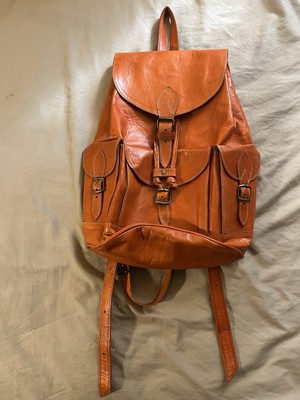 Moroccan leather backpack, handmade unisex backpack,Boho  display picture 2