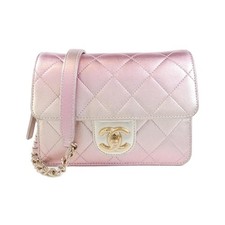 Chanel As3002 Metallic Lamb Shoulder Bag Women Pink One Size
