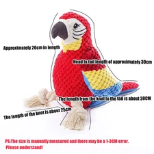 1PC Indestructible Plush Parrot Dog Toy, Squeaky Stuffing Toy, Pet Supplies for 
