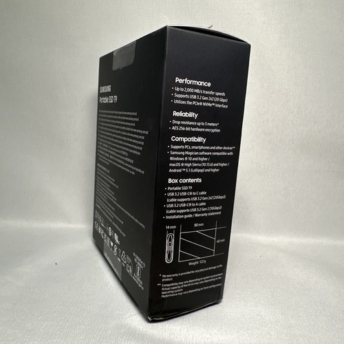 SSD portable Samsung T9 2 To 2000 Mo/s - Noir (MU-PG2T0B/AM) - NEUF ! - Photo 3/5