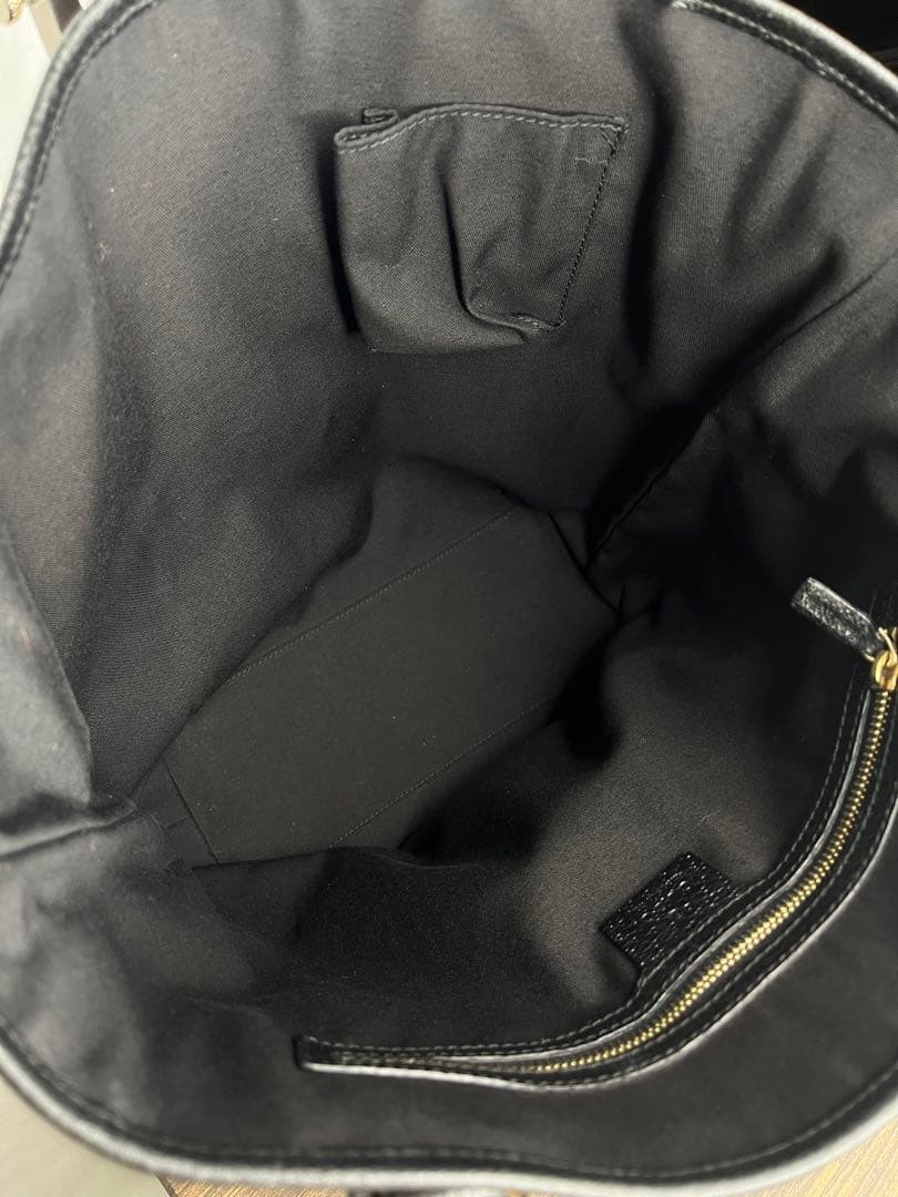 GUCCI GG Canvas Tote Bag Leather Black Authentic Designer Shoulder Purse thumbnail 13