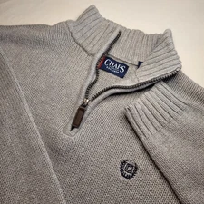 Chaps Ralph Lauren Men's Cotton Sweater Small Long Sleeve Gray Mock Turtle Neck