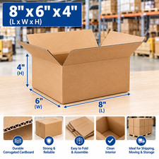 100X 8x6x4" Cardboard Paper Boxes Mailing Packing Shipping Box Corrugated Carton