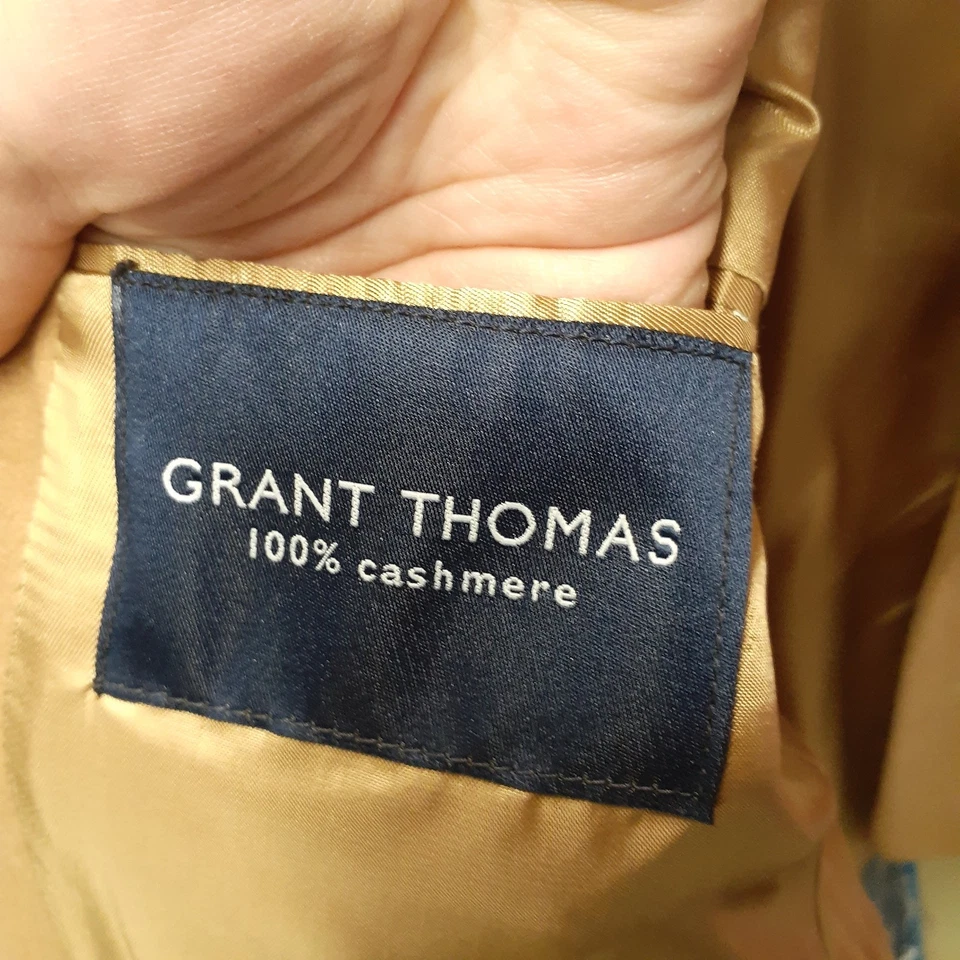 Nuevo GRANT THOMAS Hombres 44 R 100% Cachemira Blazer Abrigo Deportivo Chaqueta Tostado Nuevo sin Etiquetas Foto 4 de 4