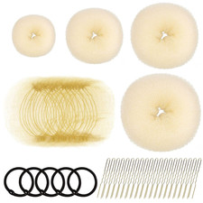 Hair Styling Set - Bun Maker, Hair Nets, Hair Pins, and Elastic Bands in Various