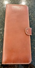 Vintage Men  s Travel Tie Holder Case Top Grain Genuine Cowhide Brown Leather