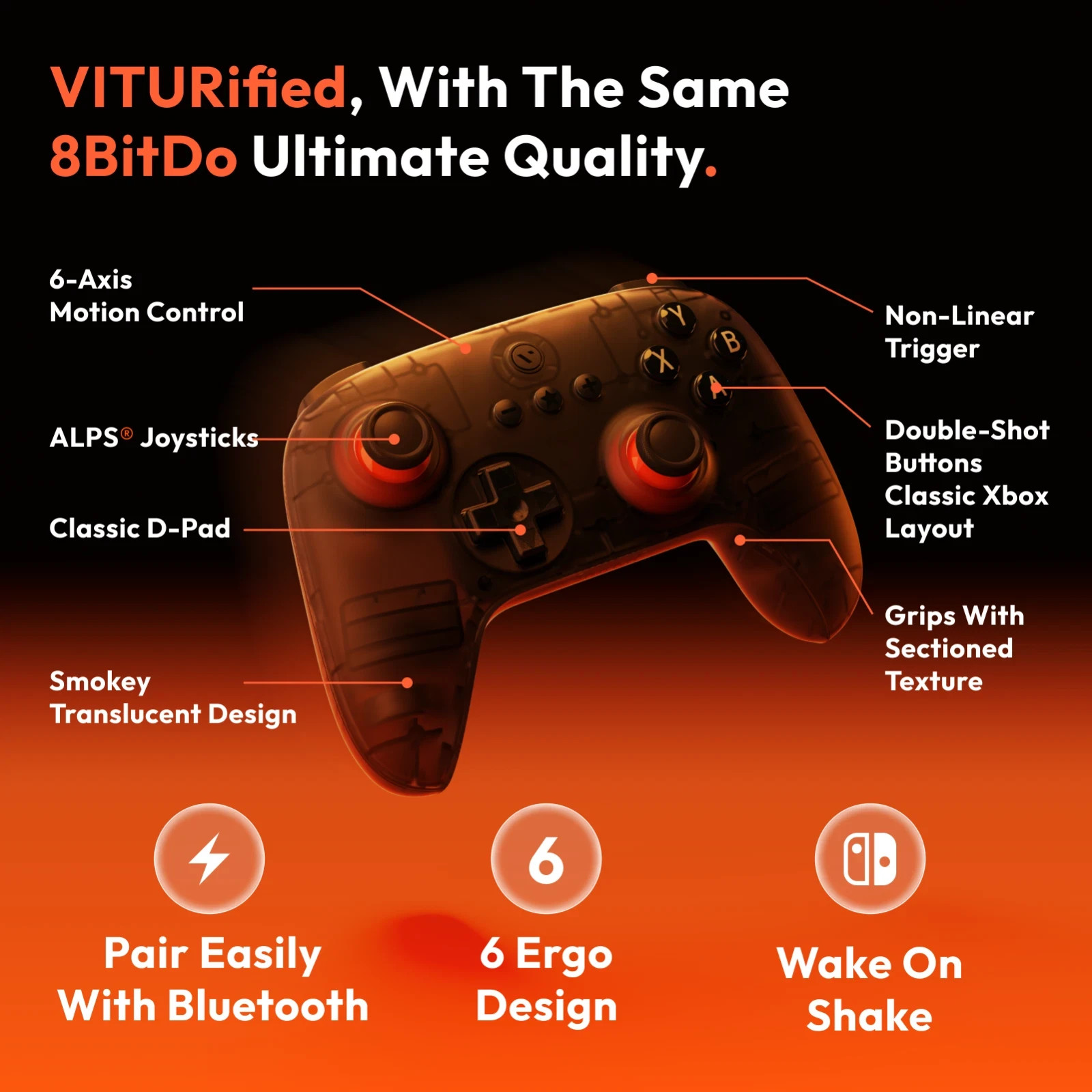 VITURE x 8BitDo Ultimate C Bluetooth Controller for Switch, Switch 2 3