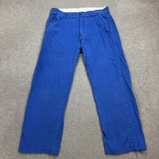 VINTAGE French Trousers Adult 34x26 Blue Workwear Chore Repaired Distressed Mens