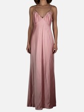 LoveShackFancy Women's Pink Satin Embellished V-Neck Mystara Slip Dress Size 4
