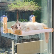 Cat Window Perch with Wooden Frame   Foldable Cat Hammock Bed for Indoor Cats