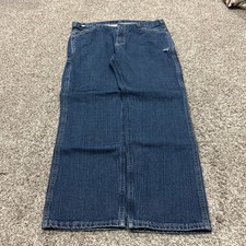 VTG Y2K Carhartt FR Relaxed Fit Work Pants Mens 34x30 Blue Cotton Blend