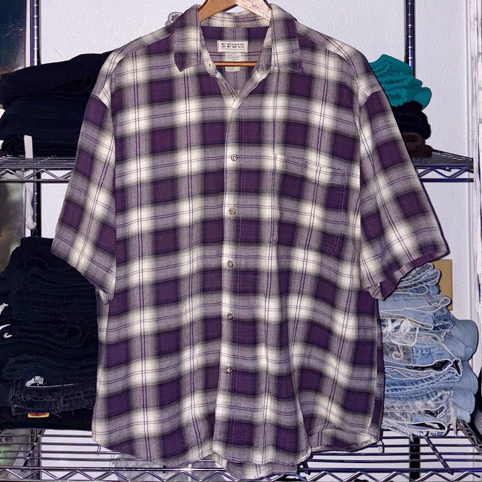 Vintage 80s 90s Code Zero Basic Purple Cream/Tan … - image 1