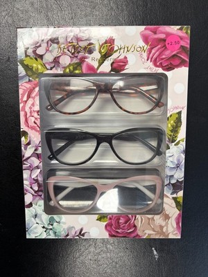 BETSEY JOHNSON 3 PACK PREMIUM READING GLASSES READERS +2.50