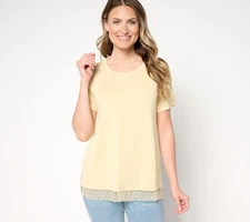 LOGO by Lori Goldstein Women's Top Sz XS Short Sleeve Tee with Yellow A692530