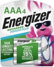 Energizer AAA Recharge Power Plus NiMH Rechargeable Batteries, 4-Pack NEW