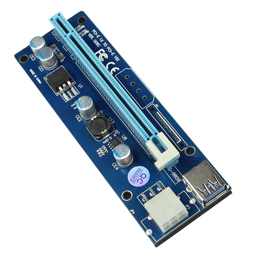 PCI Express Riser Card 1x To 16x Adapter PCIE SATA 6Pin Power Cable For Miner