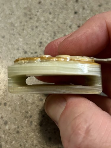Antique Chinese Heitan jade Jadeite Hand Carved Stone Belt Buckle 2.2oz - Picture 11 of 13