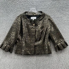 Victor Costa Blazer Women 10 Black Gold Sparkly Evening Cocktail 90s Jacket