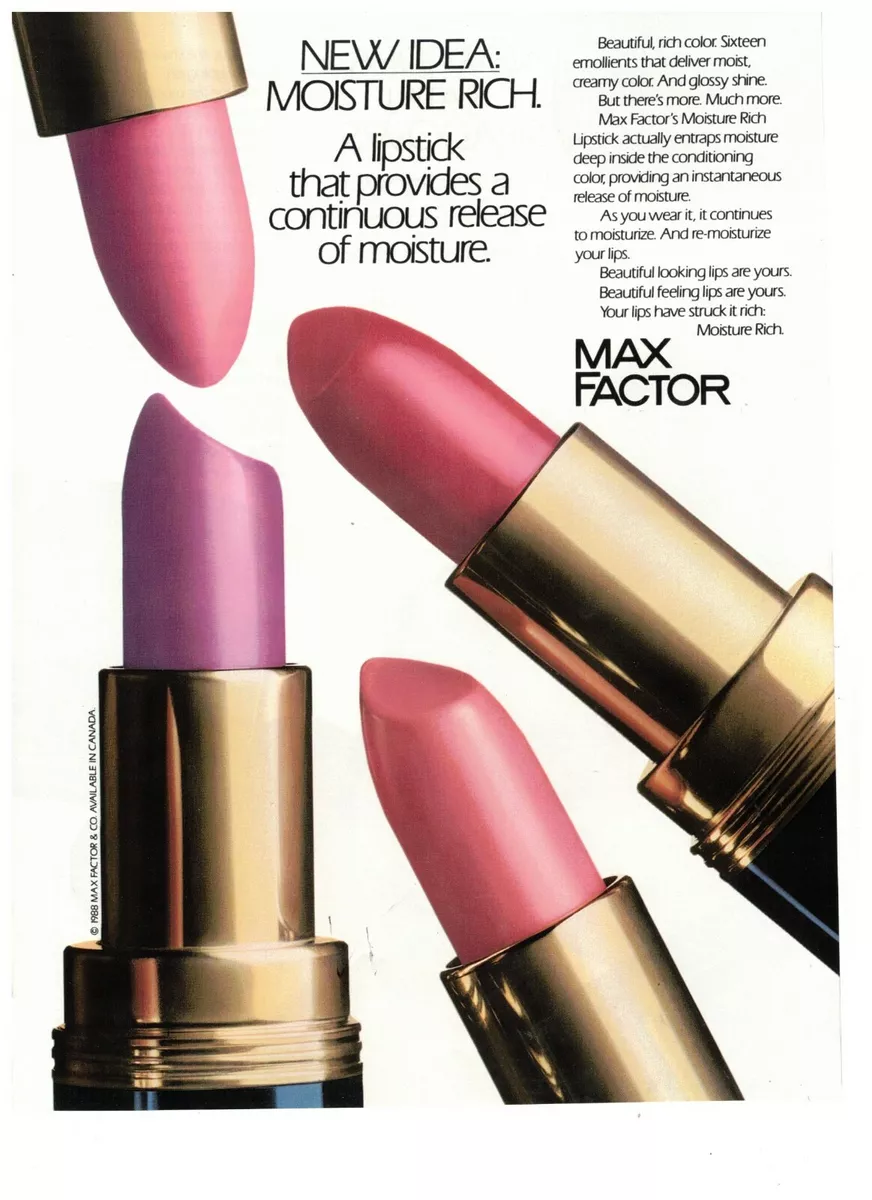 Max Factor Lipstick that Proves Continuous Release Vintage 1990 Print Ad
