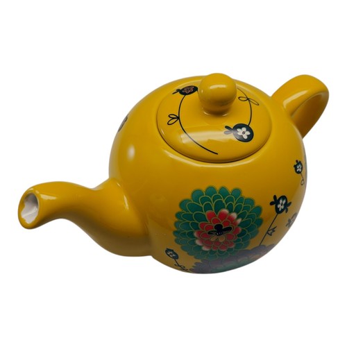 Vintage Pylones France Floral Teapot Stoneware Yellow Crea Crea - Picture 10 of 14