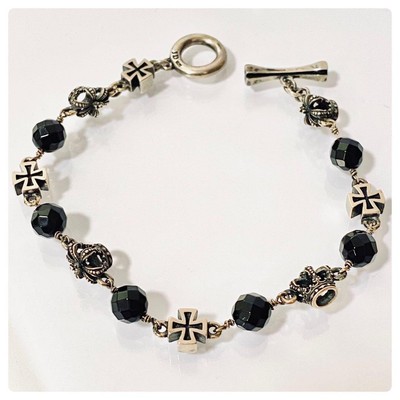 アクセサリー Justin Davis onyx crown bracelet silver Justin Davis onyx crown bracelet silver men's Rare Vintage