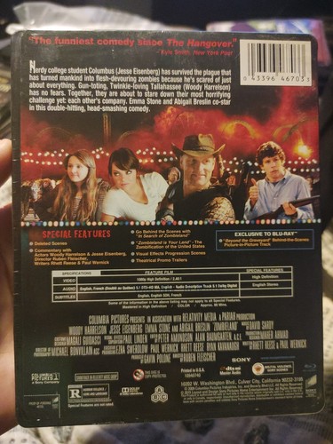 New Steelbook Zombieland Blu-ray Emma Stone Bill Murray Woody Harrelson zombies - Picture 2 of 2