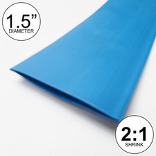 1.5" ID Blue Heat Shrink Tube 2:1 ratio wrap 2x24"  4 feet inch/ft/to 40mm