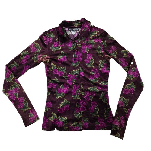 Blouse Betsey Johnson Secret Garden – Rose à Roses, Chaîne Verrouillée – Taille M Neuve