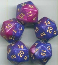 NEW RPG Dice Set of 5 D20 - Twisted Blue-Purple