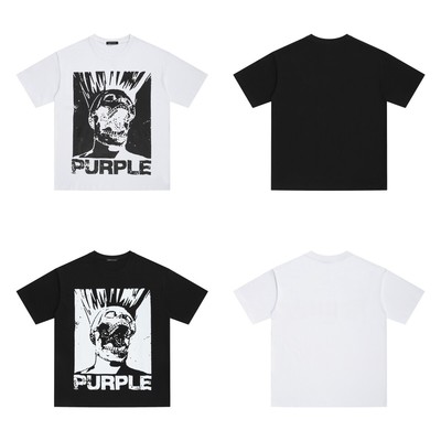 Street Trend Brand Purple Hip Hop Personality Skull Short Sleeve T Shirts