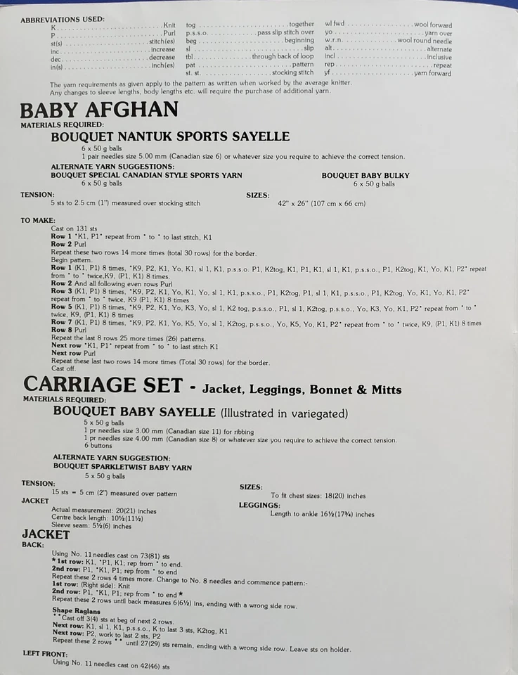 Baby Set & Afghans Knitting Patterns By Bouquet f8 - Image 2 of 3