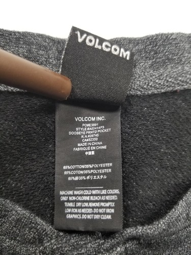 Volcom Size S Mens Pocket Tshirt Gray Crew Neck Long Sleeve Sweater - Picture 5 of 6