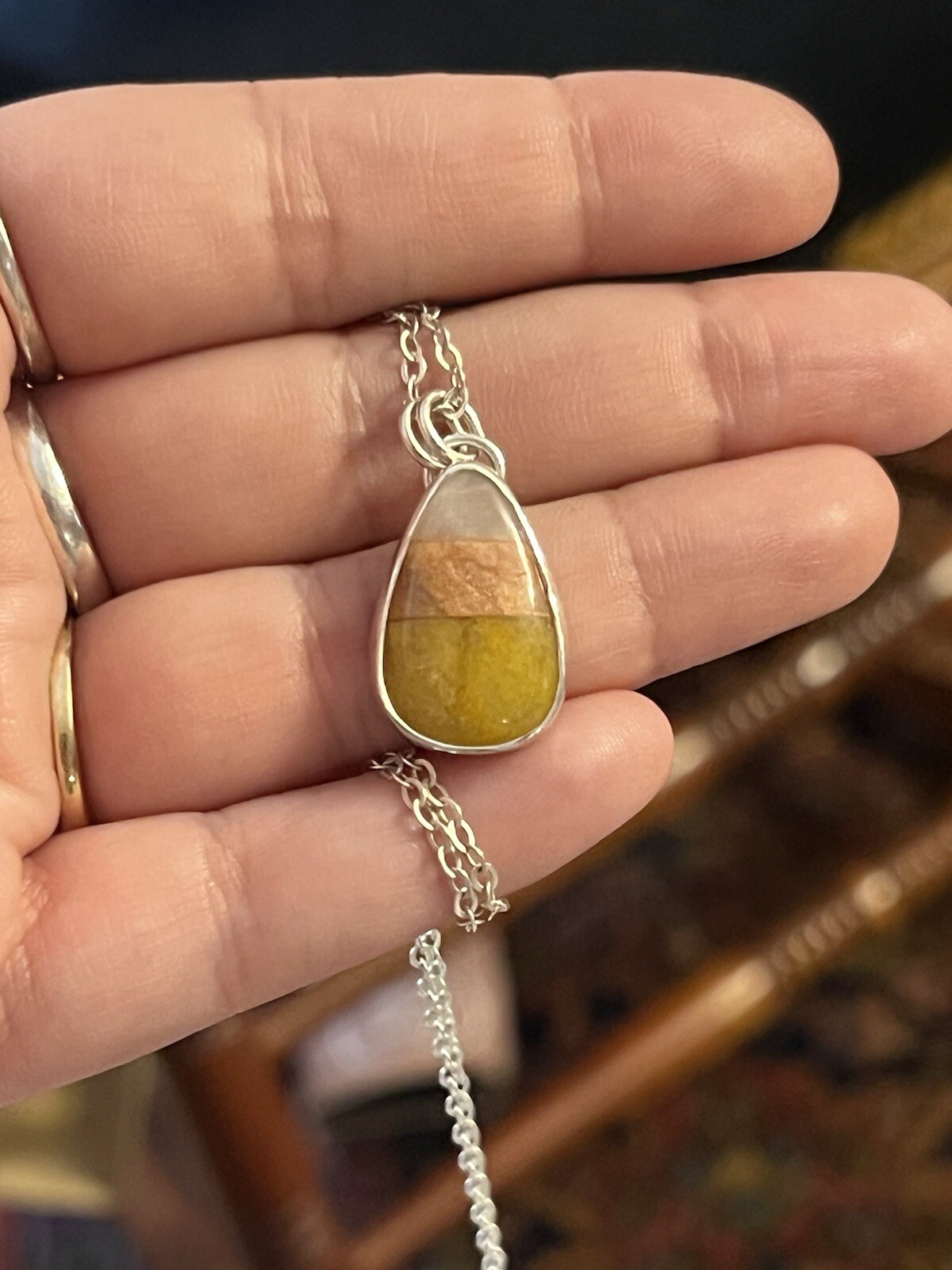 Candy Corn Sterling Silver Necklace