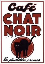 Cafe Chat Noir French Bistro Vintage Poster Print Retro Style Decor Black Cat 