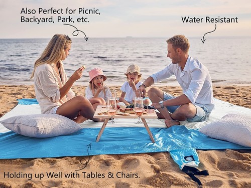 Beach Blanket Sandproof Extra Large Beach Mat Big & Compact Sand Free Mat Qui... - Picture 4 of 8