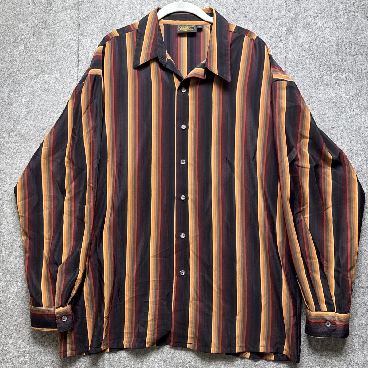 Vintage 70s Striped Shirt Mens XL Monzini Button Up Long Sleeve