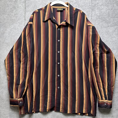 Vintage 70s Striped Shirt Mens XL Monzini Button Up Long Sleeve