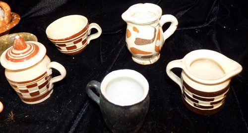 Antique c.1860 German Pottery Lot of 10 Large Dollhouse Miniatures for Kitchen - Picture 3 of 6