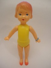 Vintage Rare USSR Russian Celluloid Doll Toy Swimming Girl 30cm