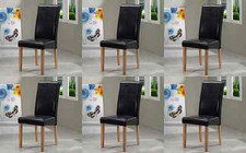 6 x  Marley PU Leather Dining Chairs Roll High Back Set Of Six