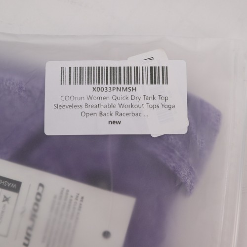 Women Quick Dry Tank Top Sleeveless Breathable Workout Tops Open Back Purple L - 第 12/12 張圖片
