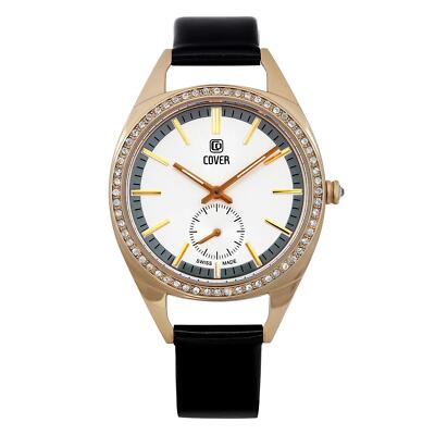 Cover 35mm Steel PVD Silver Dial Ladies Quartz Watch CO177.05
