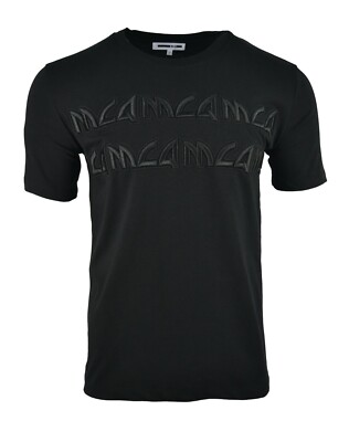 MCQ T-SHIRT BESTICKT GROBER TEXT LOGO SCHWARZ SELTEN ALEXANDER MCQUEEN