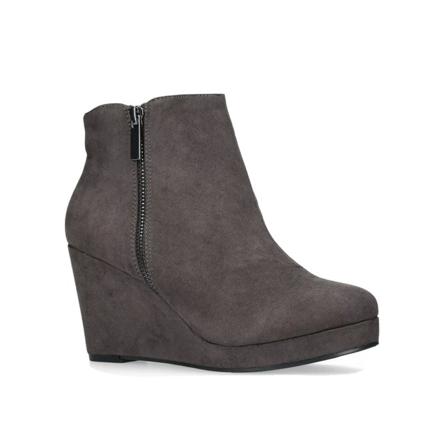 gray wedge booties