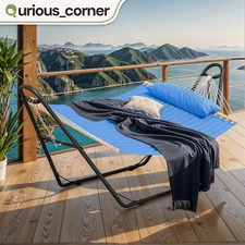 12ft Portable Hammock Hanging Chair Swing Bed Cushion Waterproof w/ Stand Steel