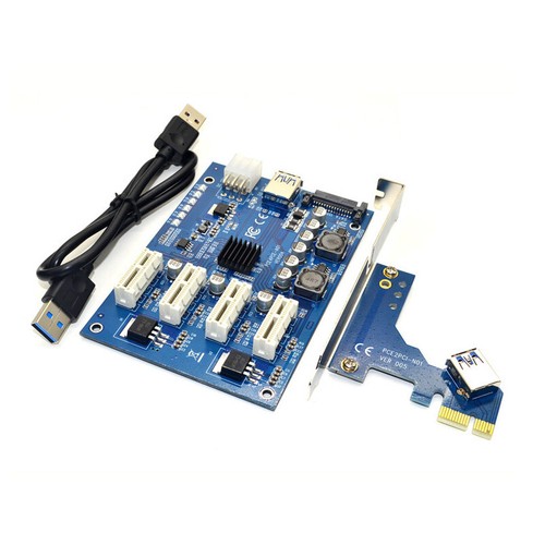 PCI-E 1X Riser Card 1 to 4 Expansion Adapter 60cm USB 3.0 Cable for BTC Mining - Picture 8 of 10