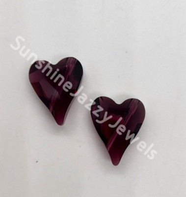 2pc Swarovski Crystal Amethyst 17mm Wild Heart 5743 Beads; Large Size